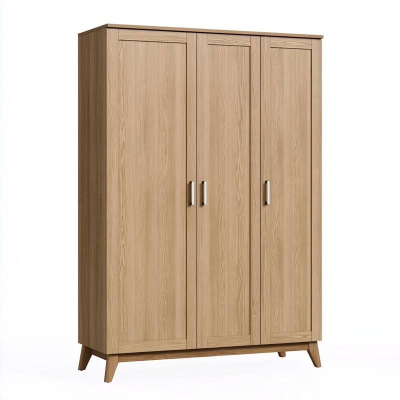 Armadio guardaroba 120 x 55 x 190 cm in legno rovere chiaro - 3 ante stile scandinavo