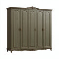 Armadio guardaroba 270 x 60 x 230 cm in legno grigio tortora a 6 ante stile classico