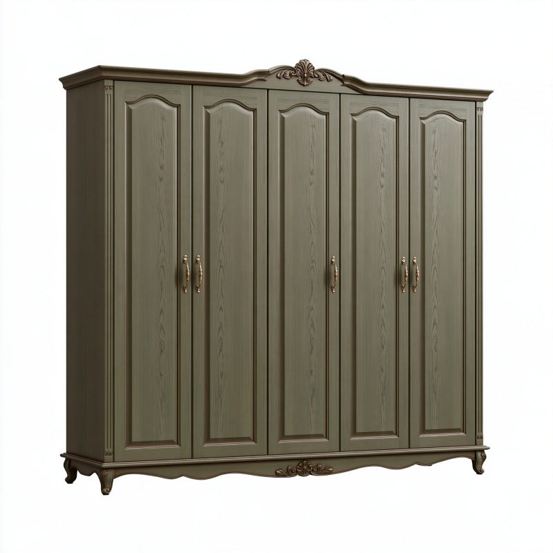 Armadio guardaroba 270 x 60 x 230 cm in legno grigio tortora a 6 ante stile classico