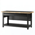 Banco da lavoro 120x60x90 cm in acciaio nero e legno naturale - stile industriale con 2 cassetti
