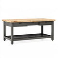 Banco da lavoro 183 x 76 x 91 cm in legno e acciaio nero con 3 cassetti stile industriale