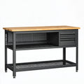 Banco da lavoro 120 x 60 x 90 cm in acciaio nero e legno con cassetti stile industriale