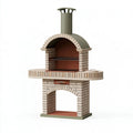 Barbecue da giardino 140 x 70 x 220 cm in mattoni refrattari beige con griglia e camino