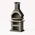 Barbecue da esterno 90 x 70 x 210 cm in acciaio nero e pietra con camino