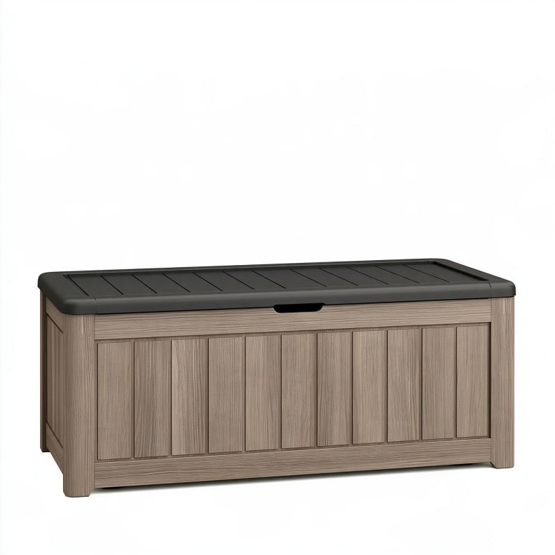 Cassapanca contenitore da esterno 120 x 55 x 60 cm in resina marrone con coperchio nero