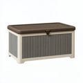 Baule contenitore da esterno 120 x 55 x 60 cm in plastica beige e marrone con coperchio e chiusura