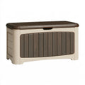 Cassapanca contenitore 120 x 55 x 60 cm in plastica beige e marrone per esterno