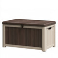 Cassapanca da esterno 120 x 55 x 60 cm in plastica marrone/beige con coperchio e chiusura