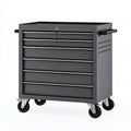 Carrello portautensili 78 x 46 x 97 cm in acciaio nero con 7 cassetti e ruote