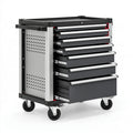 Carrello portautensili 77 x 46 x 97 cm in acciaio nero e argento con 7 cassetti - officina mobile