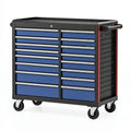 Carrello portautensili 113 x 46 x 97 cm in acciaio blu nero con 19 cassetti e ruote