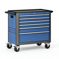 Carrello portautensili 72 x 46 x 97 cm in acciaio blu e nero - 6 cassetti con ruote